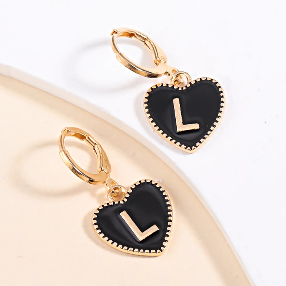 Peixin Fashion Heart Initial Letter Charms Women's Pendant Earrings Party Jewelry Mother's Day Valentine's Day Gift Wholesale