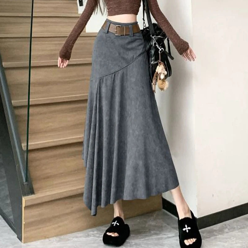 Women Clothing Autumn Korean Fashion Vintage High Waist.