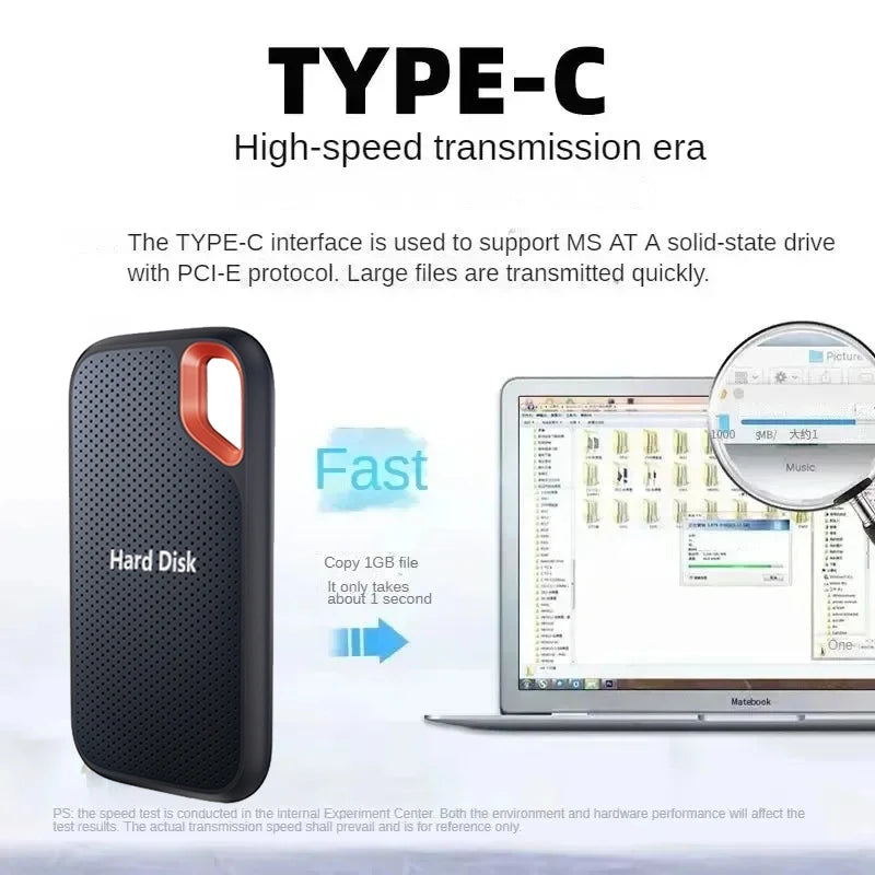 Mini External Hard Drive 2TB 4TB Large Capacity SSD 128TB Hard Drive USB 3.2  For Laptop/MAC/PC