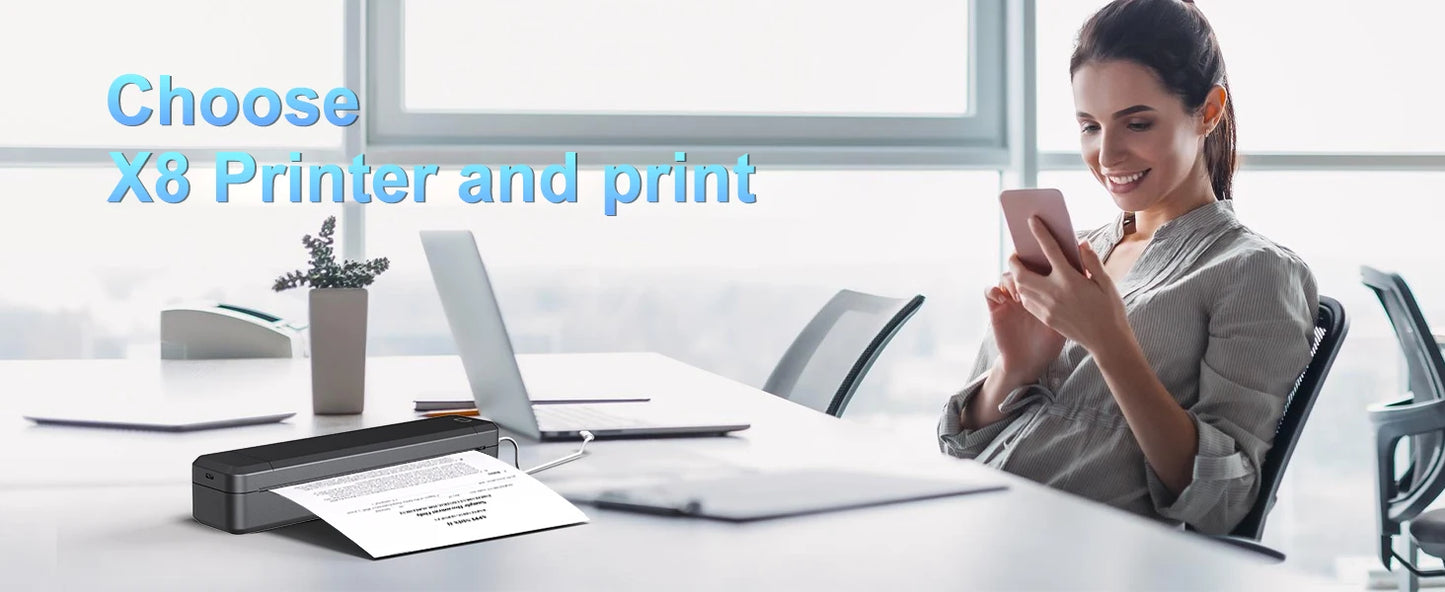 Marklife X8 Mini A4 Thermal Printer Bluetooth  Printing Inkless Machine for Home School Travel