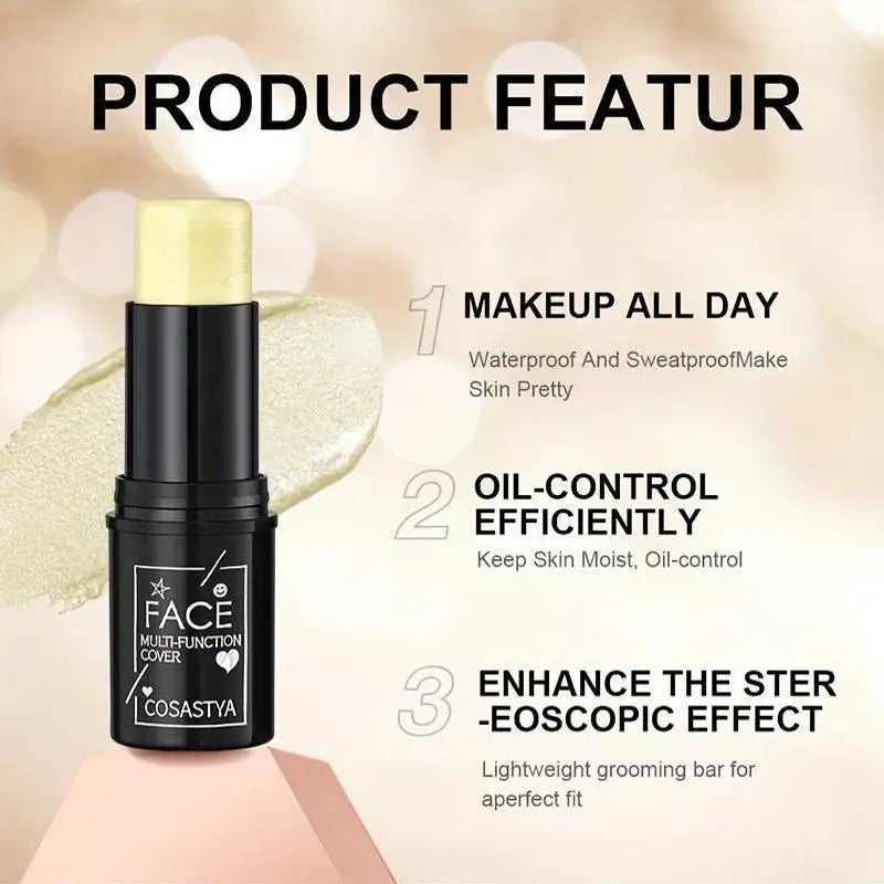 Three-in-one color multi-function waterproof makeup stick natural face multi-function: