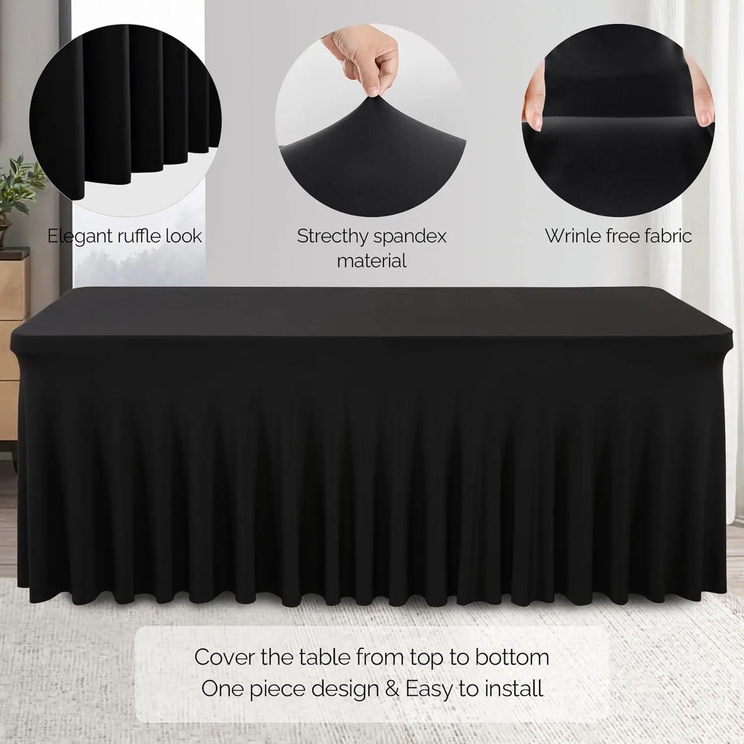 2 Pack 4/6/8Ft Spandex Table Skirt