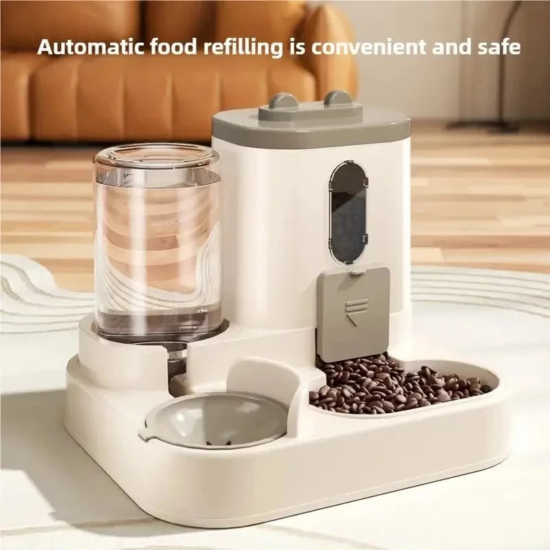 Automatic feeder and waterer set for dogs and cats: