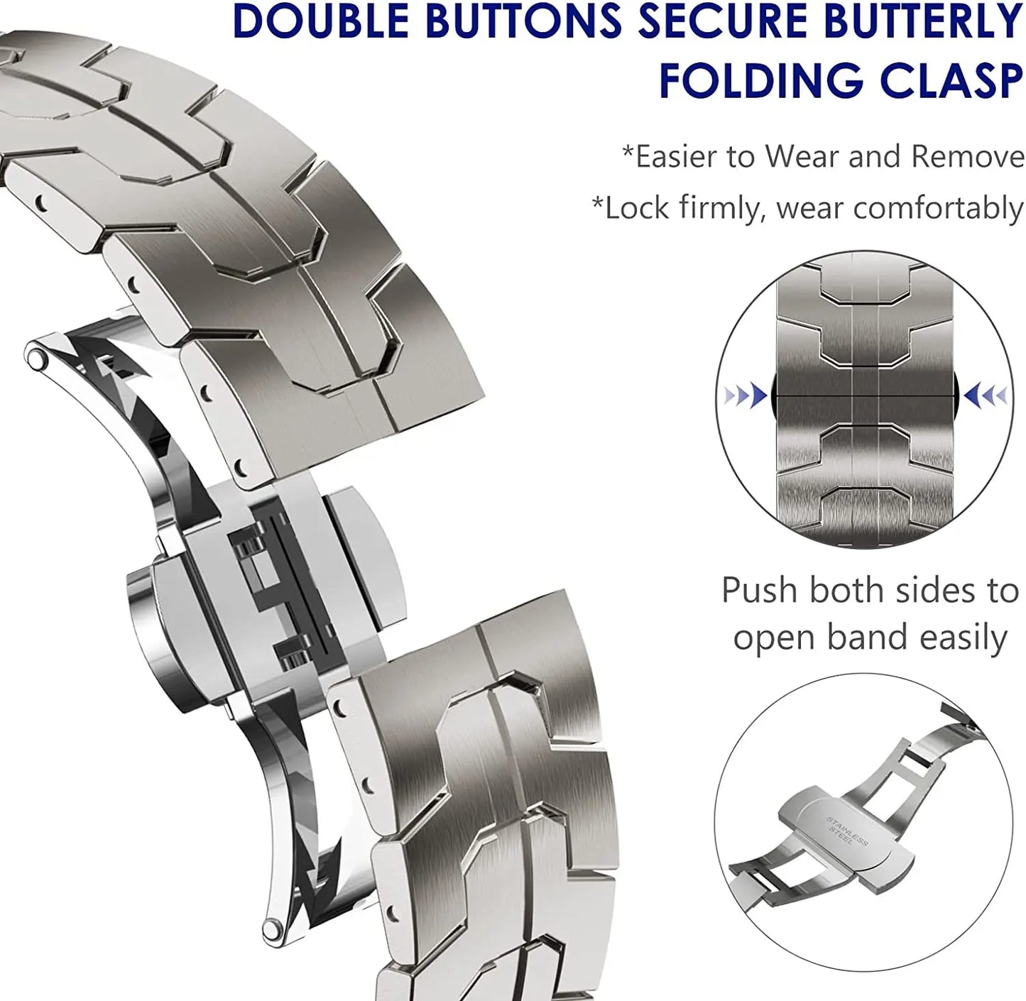 Stainless Steel Strap for Apple Watch Ultra 2 49mm 7 8 9 45mm 44mm Man Metal Link Bracelet iWatch Band 6 5 4 SE 3 42mm 41mm 40mm