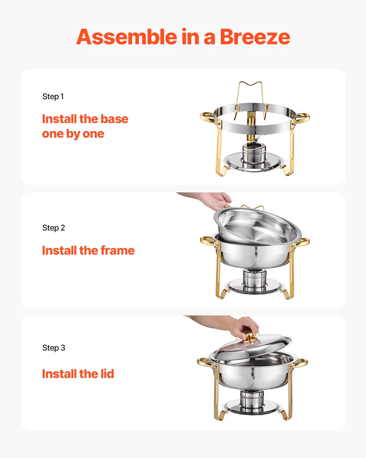 VEVOR 4 Pack Chafing Dish Buffet Set Stainless.