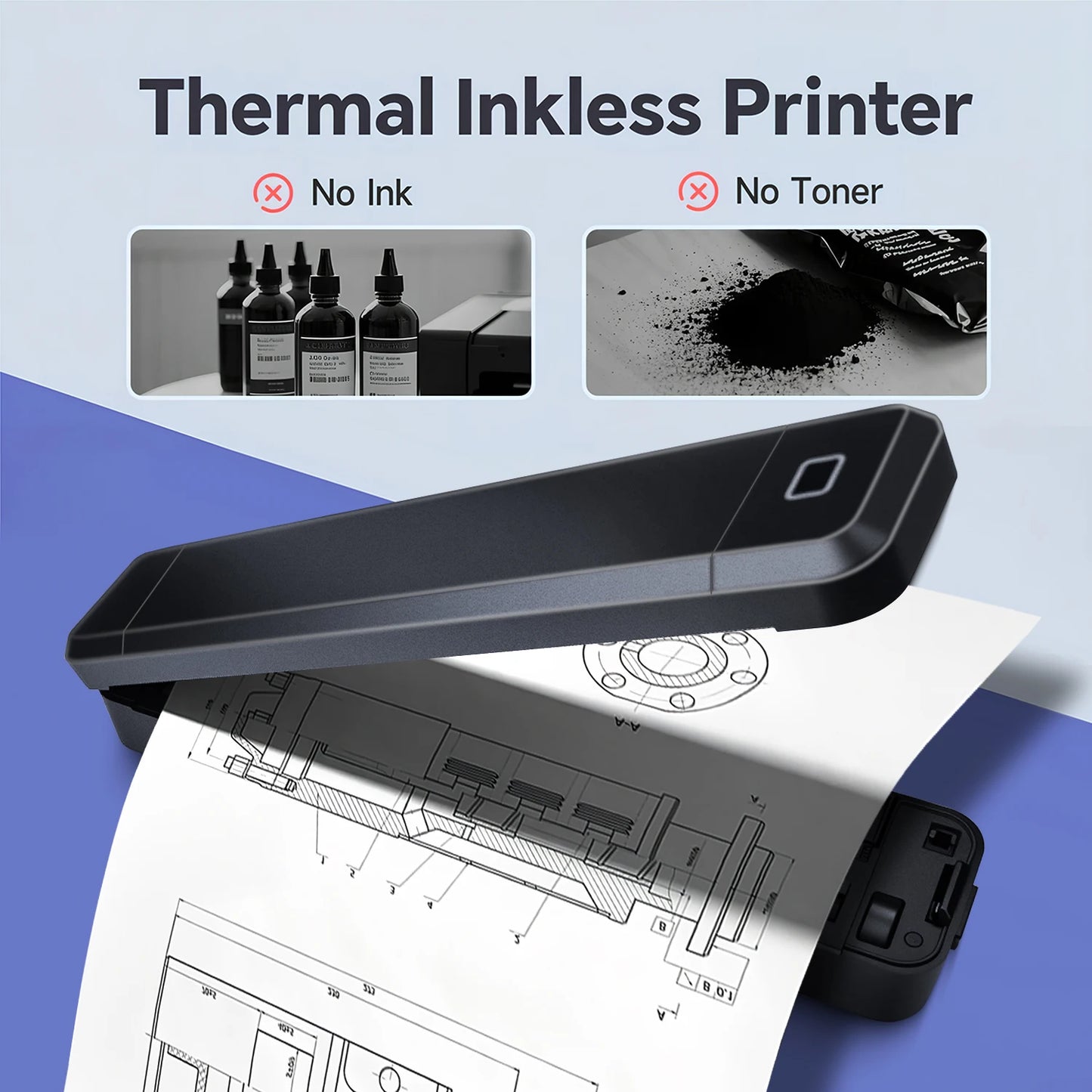 Marklife X8 Mini A4 Thermal Printer Bluetooth  Printing Inkless Machine for Home School Travel