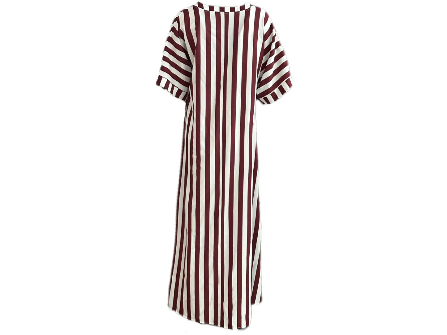 2024 AliExpress Europe and America Plus Size Women's Cross border Summer New Product Split Casual Stripe Short sleeved Dress