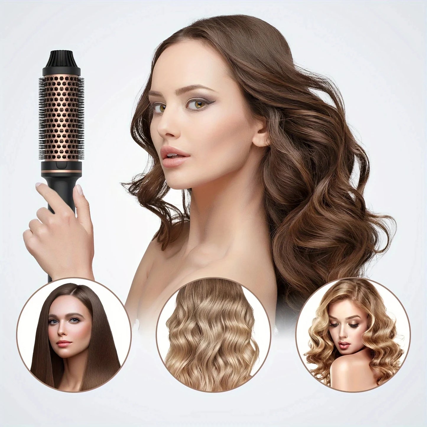 Electric Hair Brush Curler Straightener Valentine's Day Gift - Short Hair Styler ION- Technology Anti-Scalding Universal Voltage
