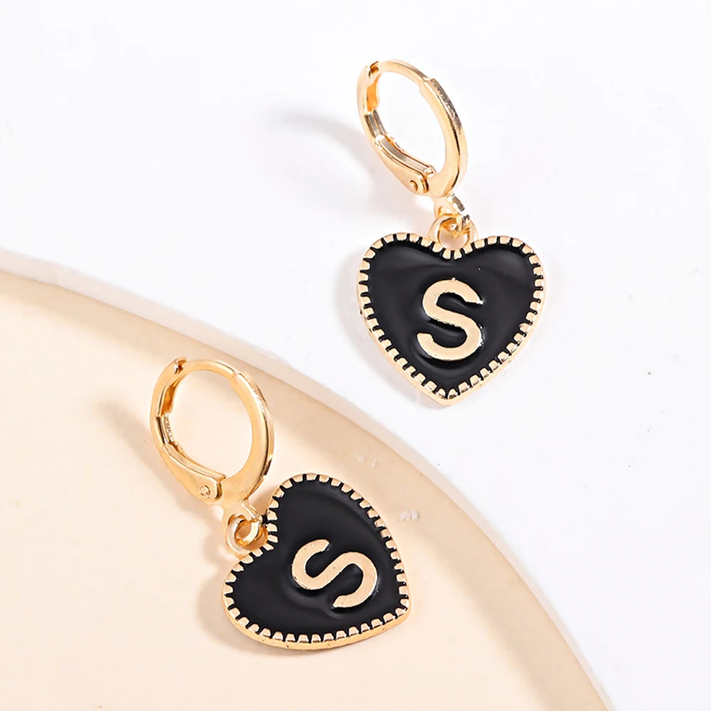 Peixin Fashion Heart Initial Letter Charms Women's Pendant Earrings Party Jewelry Mother's Day Valentine's Day Gift Wholesale