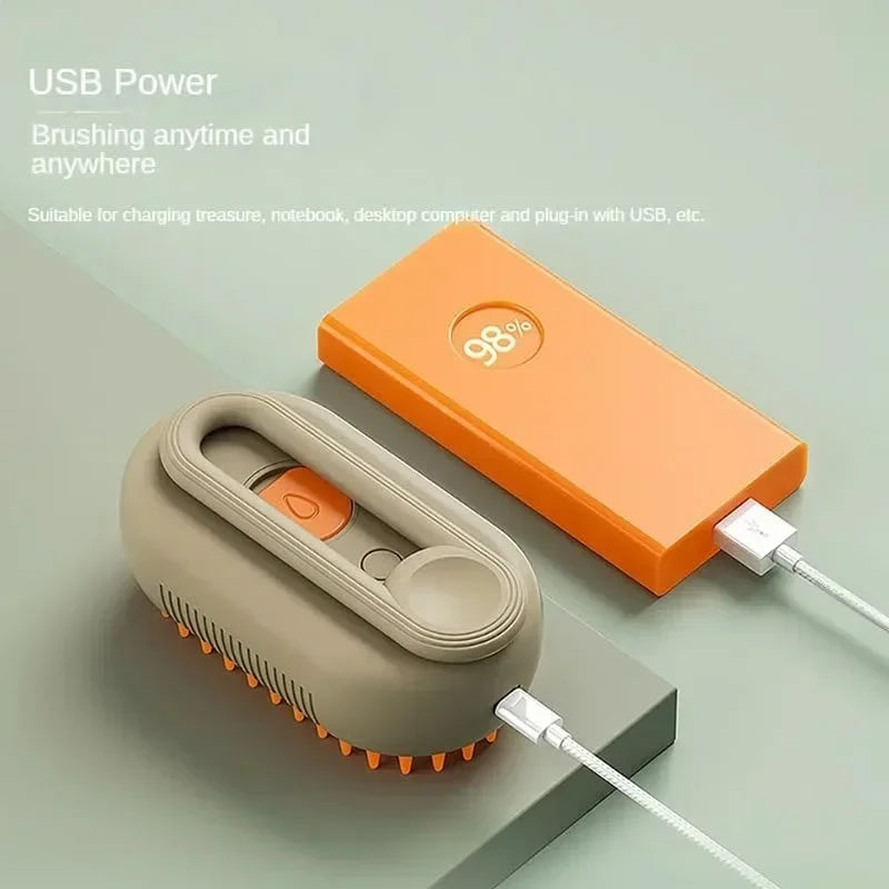 3-in-1 Electric Steam Brush for Dogs and Cats: Massages,