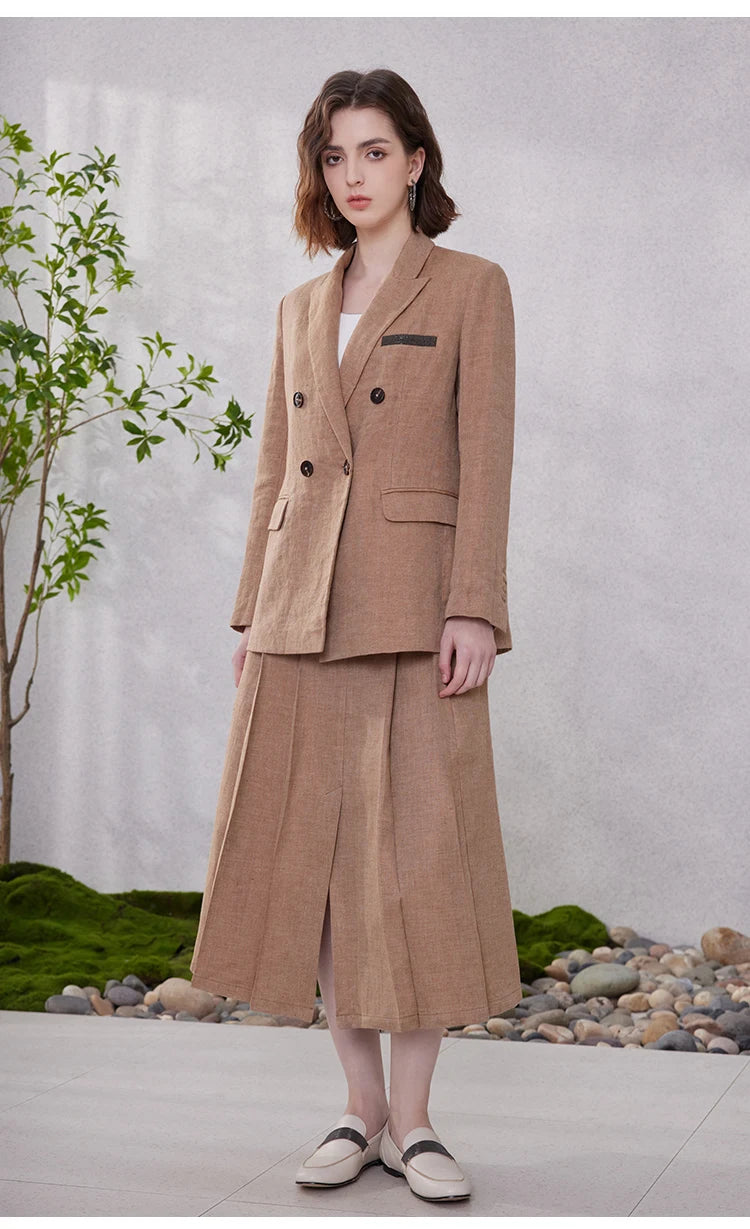 K2118W Lady High Quality 100% Linen Skirts.