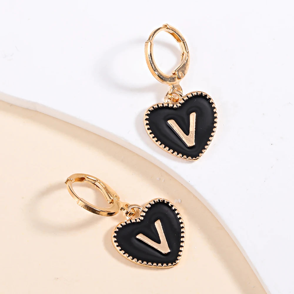 Peixin Fashion Heart Initial Letter Charms Women's Pendant Earrings Party Jewelry Mother's Day Valentine's Day Gift Wholesale