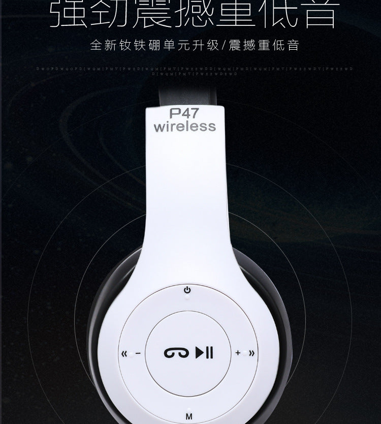 P47 5.0 Bluetooth stereo headphones, foldable.
