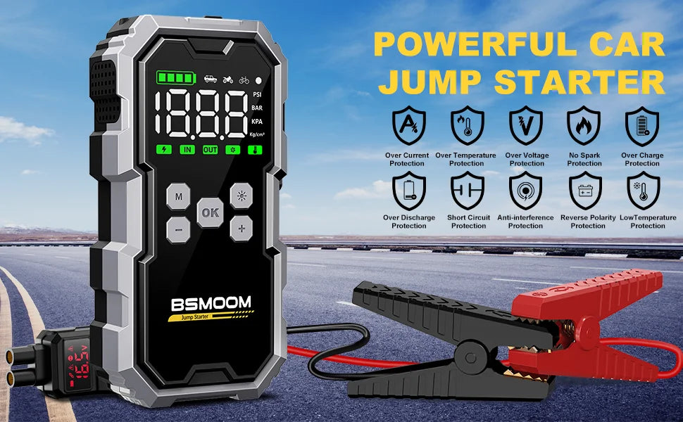 150PSI Air Pump Car Battery Emergency Boosters 7000A Car Jump Starter Power Bank Portable Starting Device Car Starter New