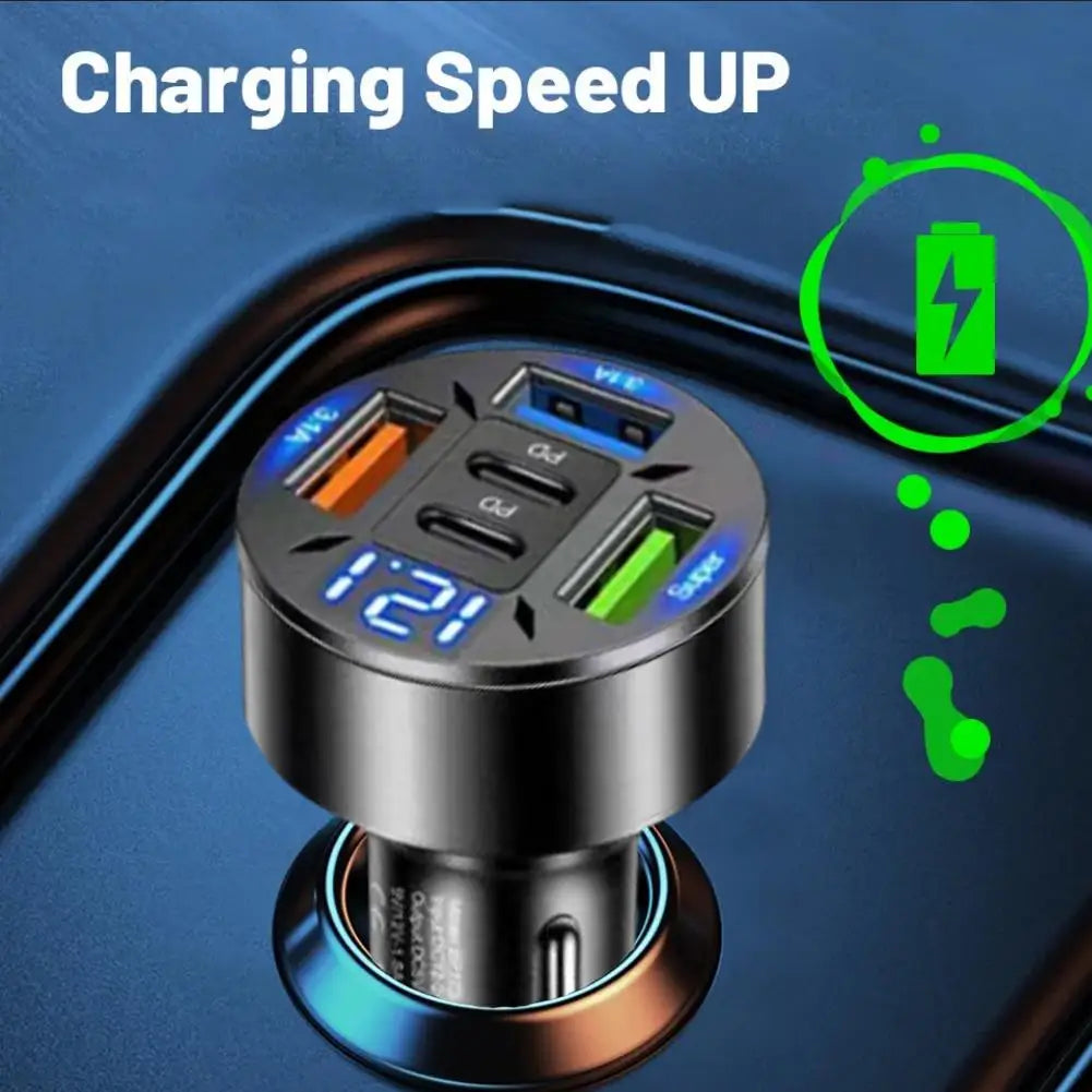 250W 5 Ports Car Charger Fast Charging PD QC3.0 USB.