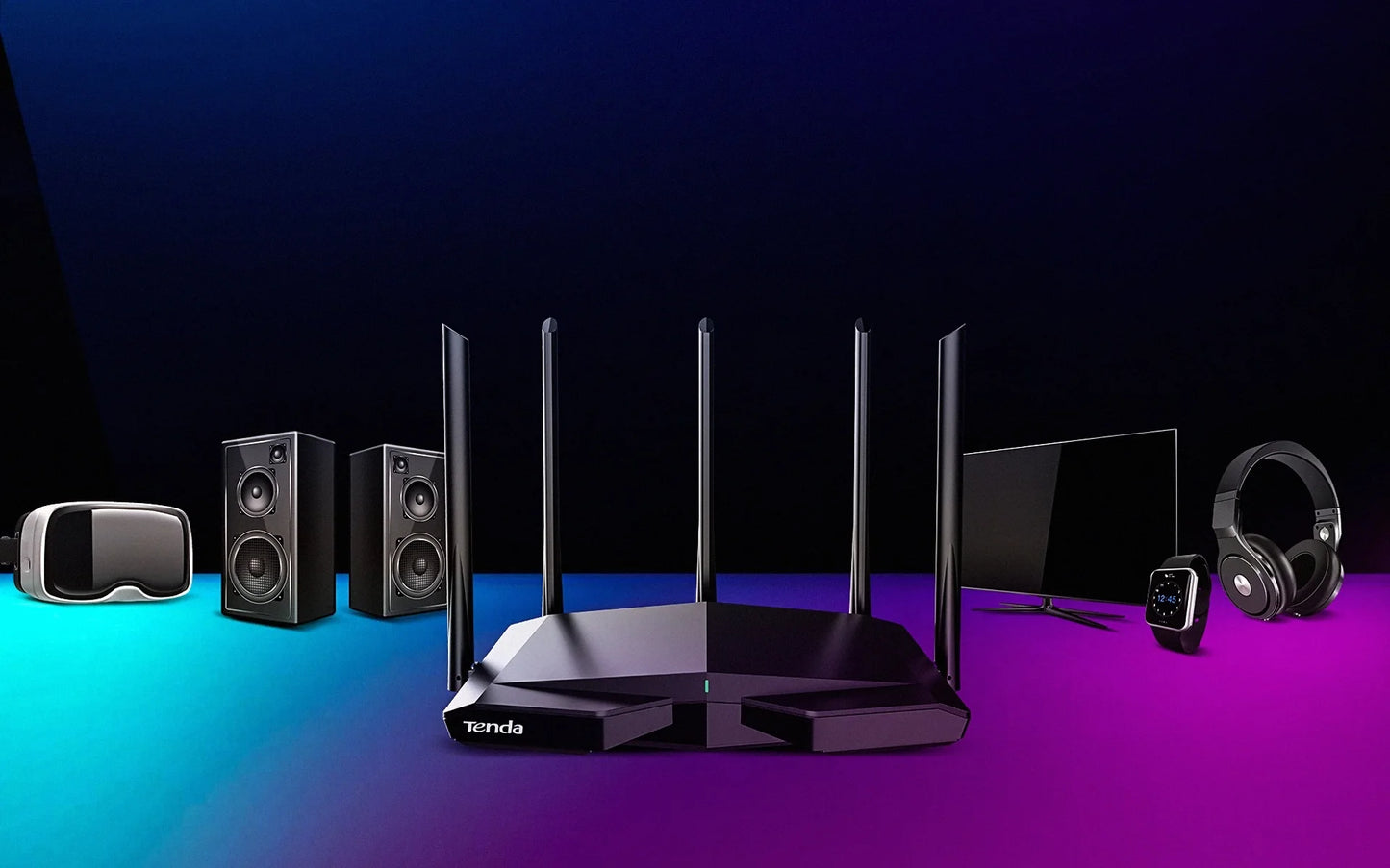 Tenda RX27 Pro AX5700 Tri-Band WiFi 6E Router 5665Mbps 6GHz Gigabit Mesh Router VPN IPTV WPA3 IPv6 OFDMA MU-MIMO 160MHz Broadcom 1.7GHz Quad-Core CPU 5x6dBi High Gain Antennas Beamforming AP Repeater Mode Tenda App