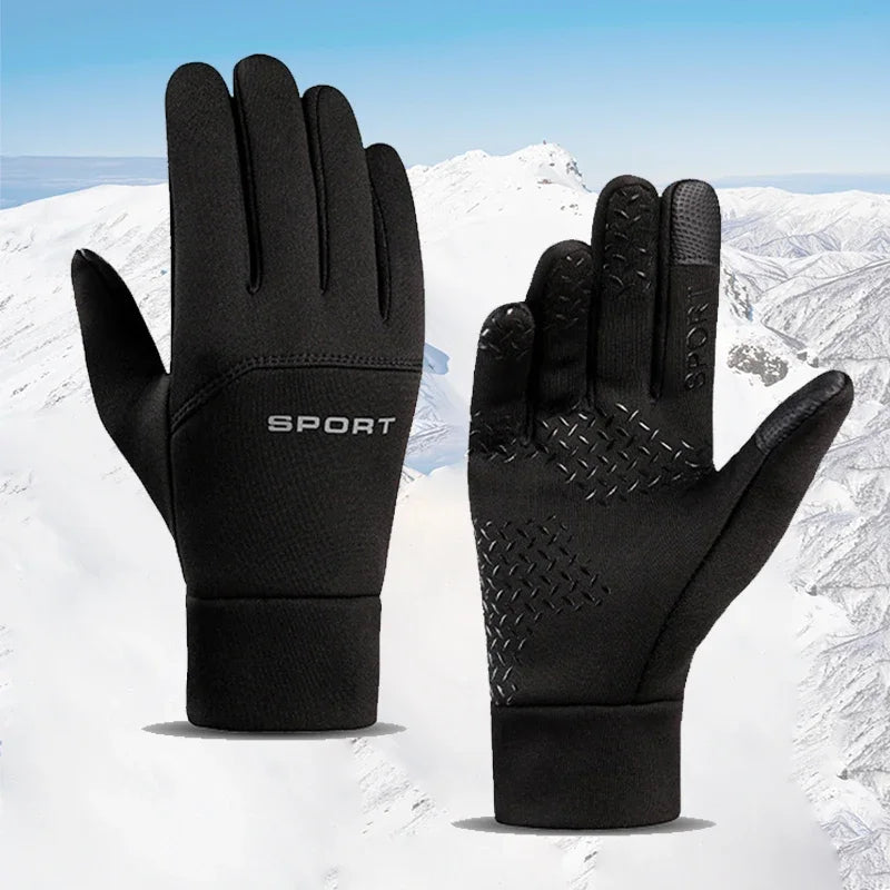 Warm winter gloves with a touch screen, ideal for cycling and running.