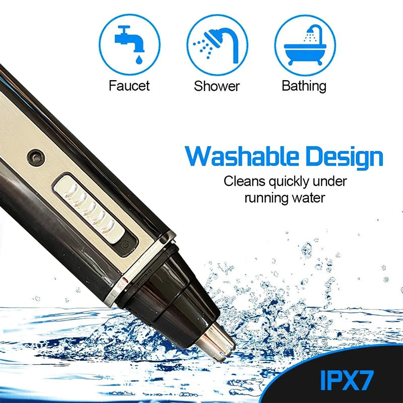 Rechargeable 4-in-1 nose and beard hair trimmer for men.