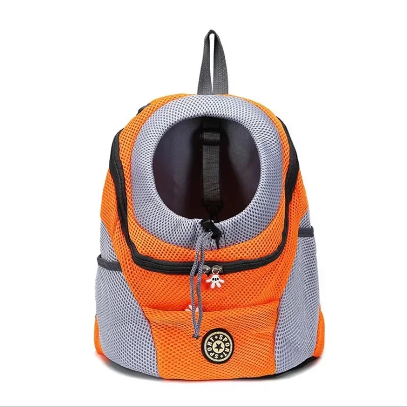 Portable travel backpack with double handles for pets.