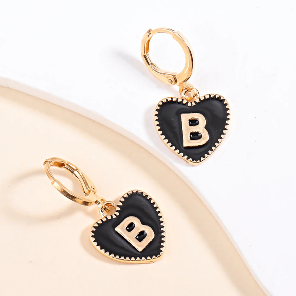 Peixin Fashion Heart Initial Letter Charms Women's Pendant Earrings Party Jewelry Mother's Day Valentine's Day Gift Wholesale