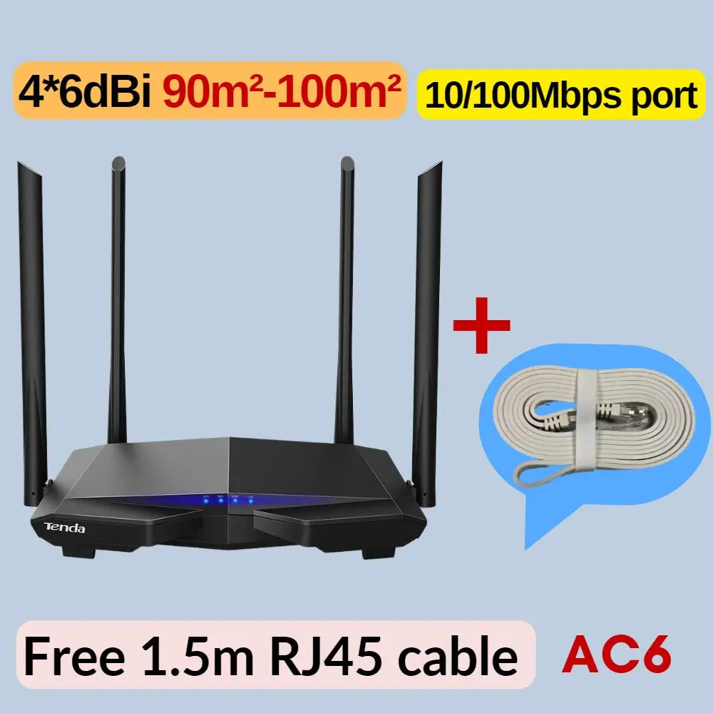 Tenda WIFI Router AC1200 Dual-Band 2.4G 5GHz AC10 Wireless Router Wi-Fi Repeater 4*6dBi Antenna 802.11ac Wave 2.0 Gigabit Router