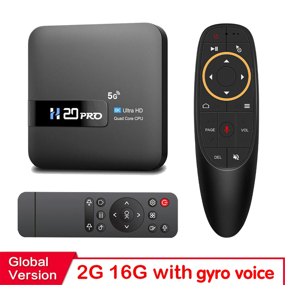 H20PRO Android 10 TV BOX 4k HD Dual Wifi Quad Core 1080P Video.