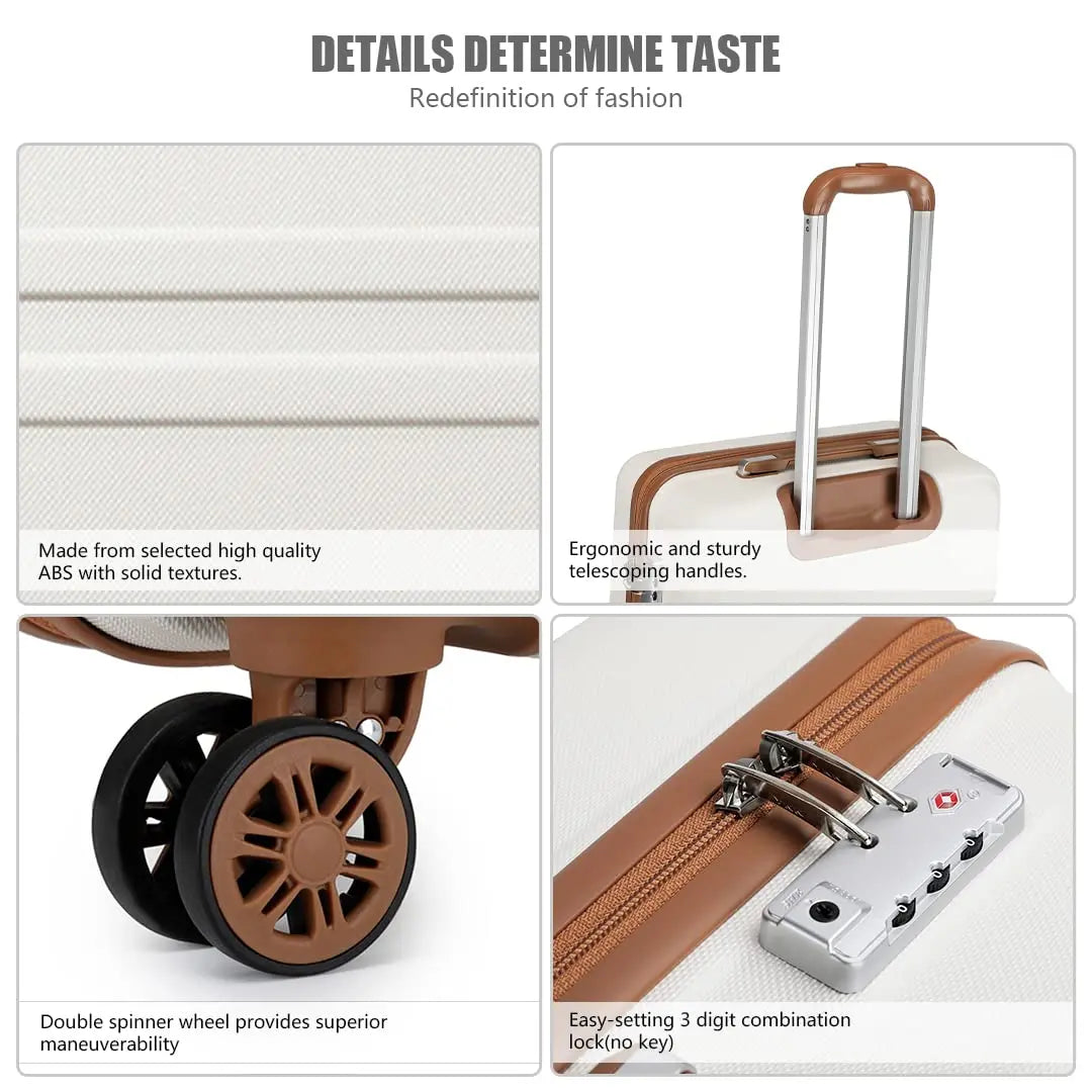 KONO 4-Pieces Hard Trunk Trunk Set Lightweight ABs Twin WHEELS Trolleys TSA Lock Suitcase Set S-M-L-XL