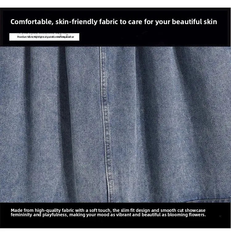 High Waist A- Line Midi Skirt Denim.