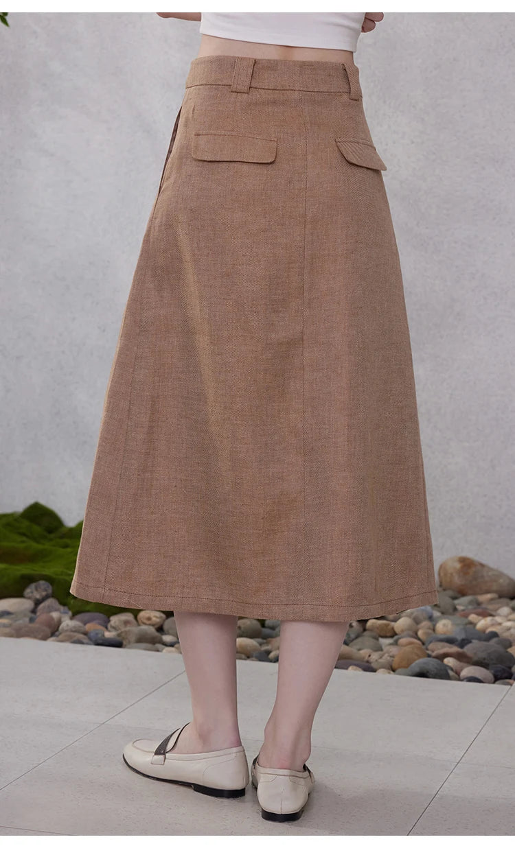 K2118W Lady High Quality 100% Linen Skirts.