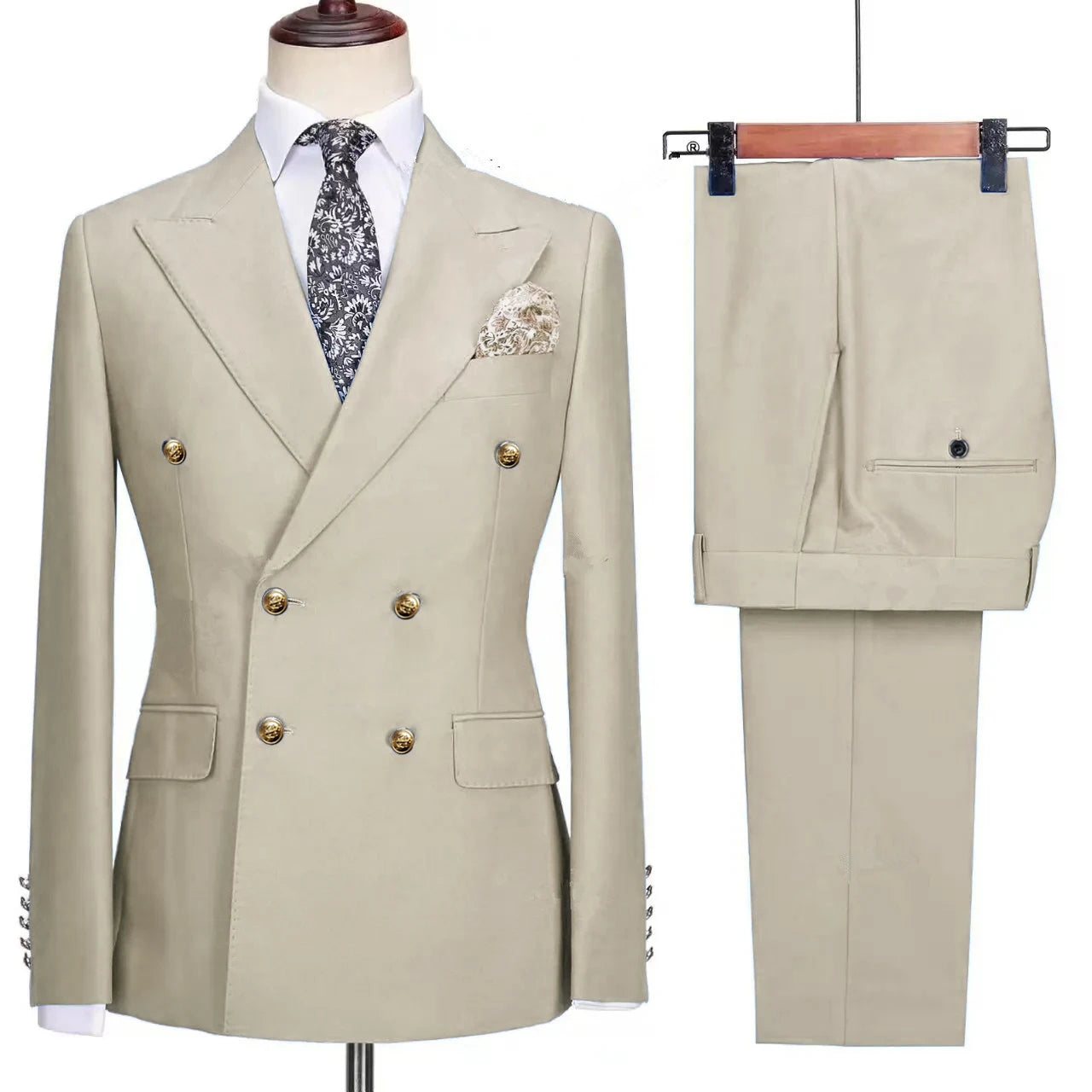 2023 Fashion New Men's Leisure Boutique Business Banquet Solid Color Wedding Double Breasted Slim Fit Suit Blazers Jacket Pants