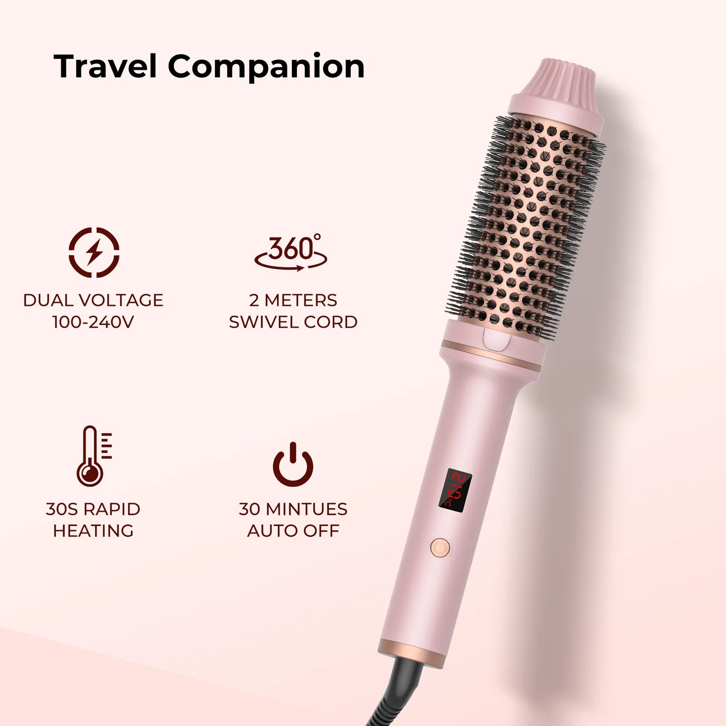 Electric Hair Brush Curler Straightener - Valentine's Day Gift for Adults Quick Heating ION- Technology Anti-Scalding Universal Voltage