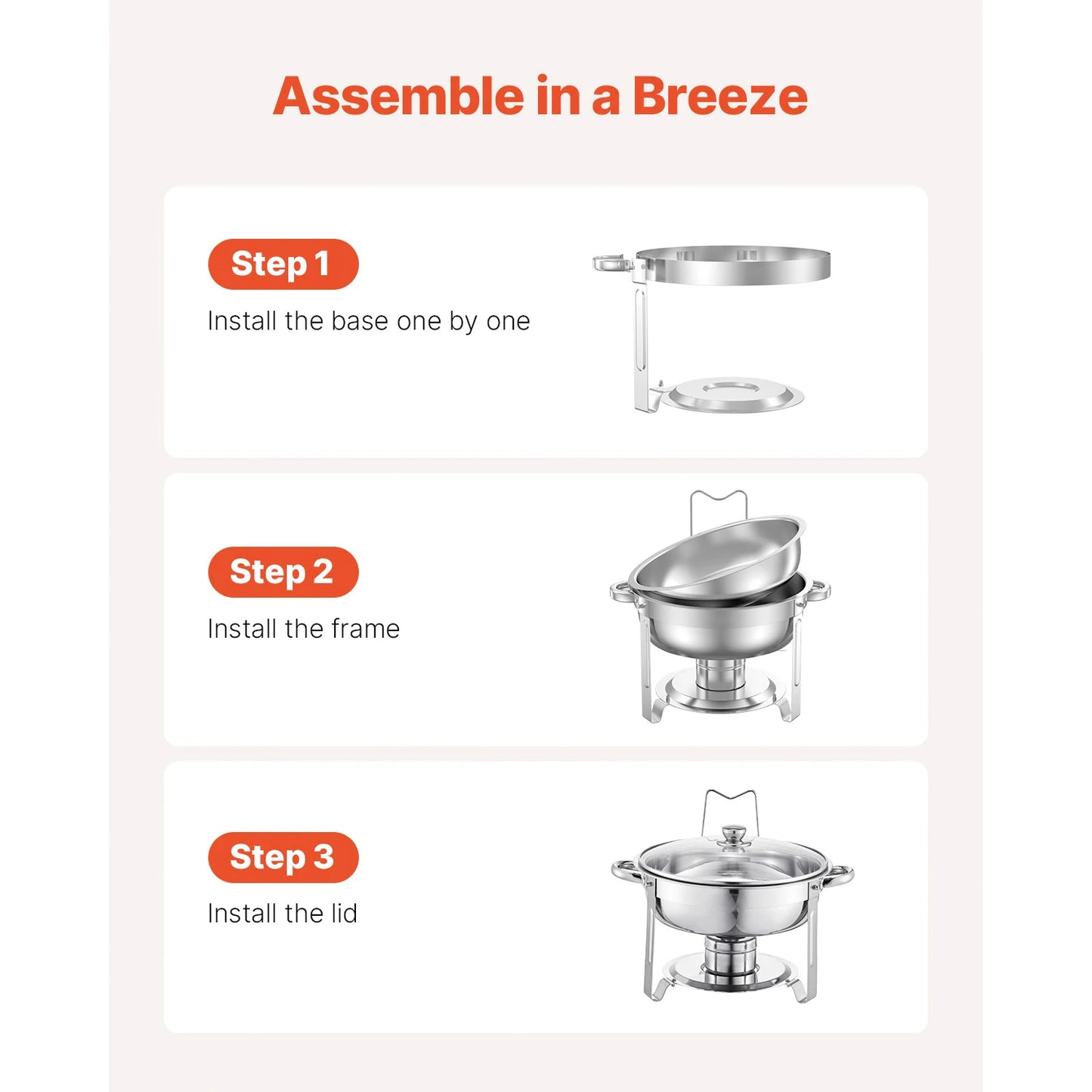 SucceBuy 5 Qt 4 Pack Chafing Dish Buffet Set Stainless Steel Chafer with 4.
