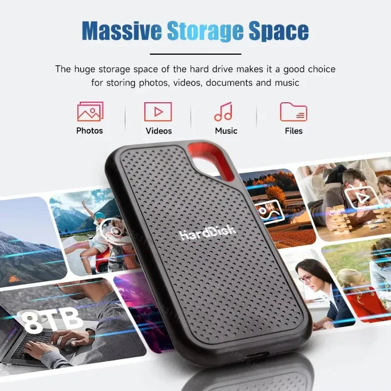 Mini External Hard Drive 2TB 4TB Large Capacity SSD 128TB Hard Drive USB 3.2  For Laptop/MAC/PC