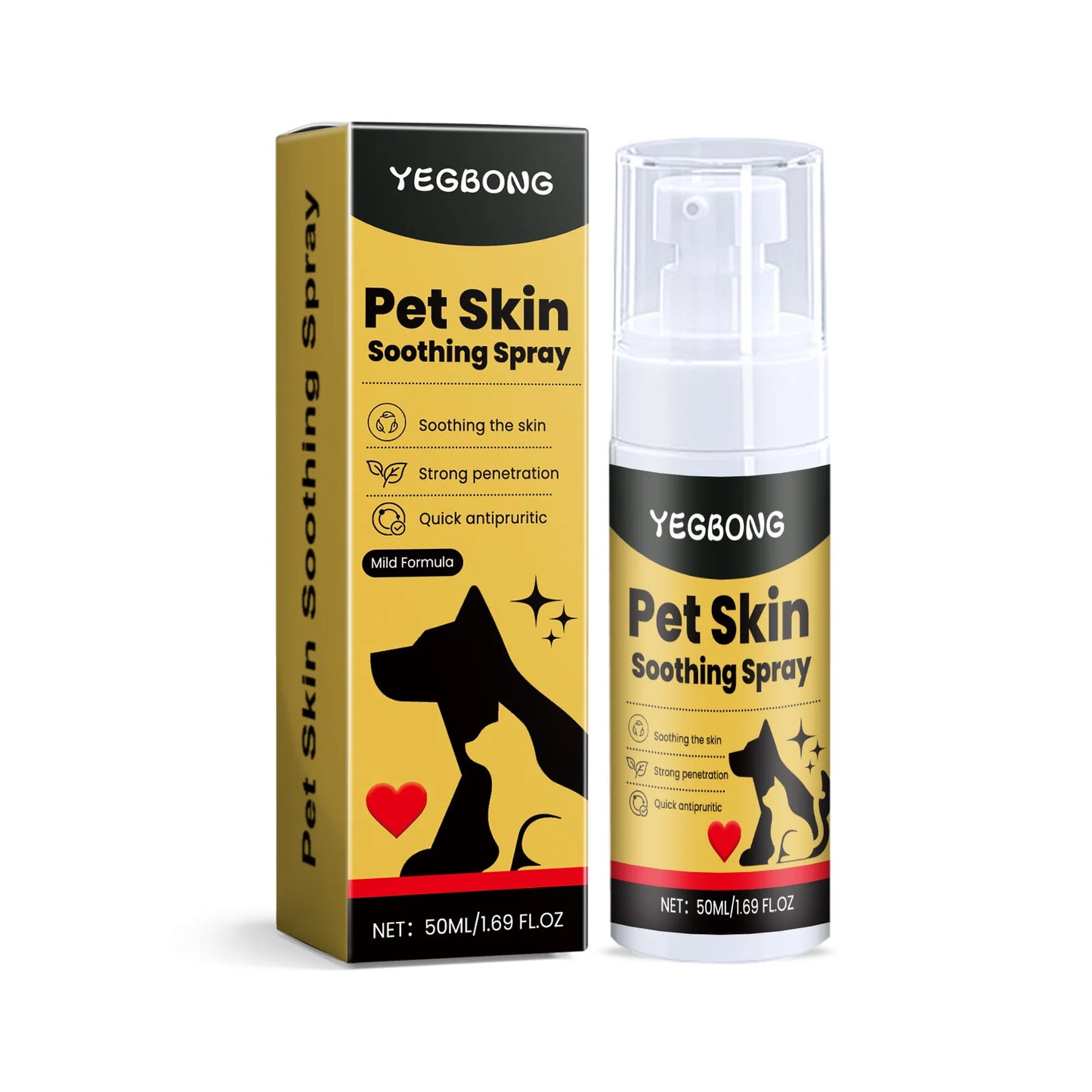 Spray for pet skin care. Relieves discomfort in dogs and cats.