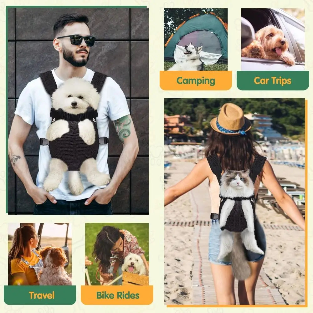 Adjustable dog carrier backpack.