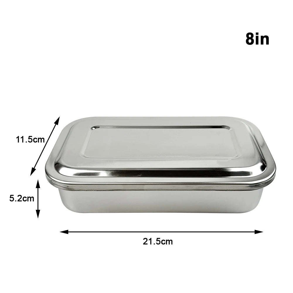 Dental Tray With Lid Stainless Steel Disinfection Box Dentistry Surgical Medical.