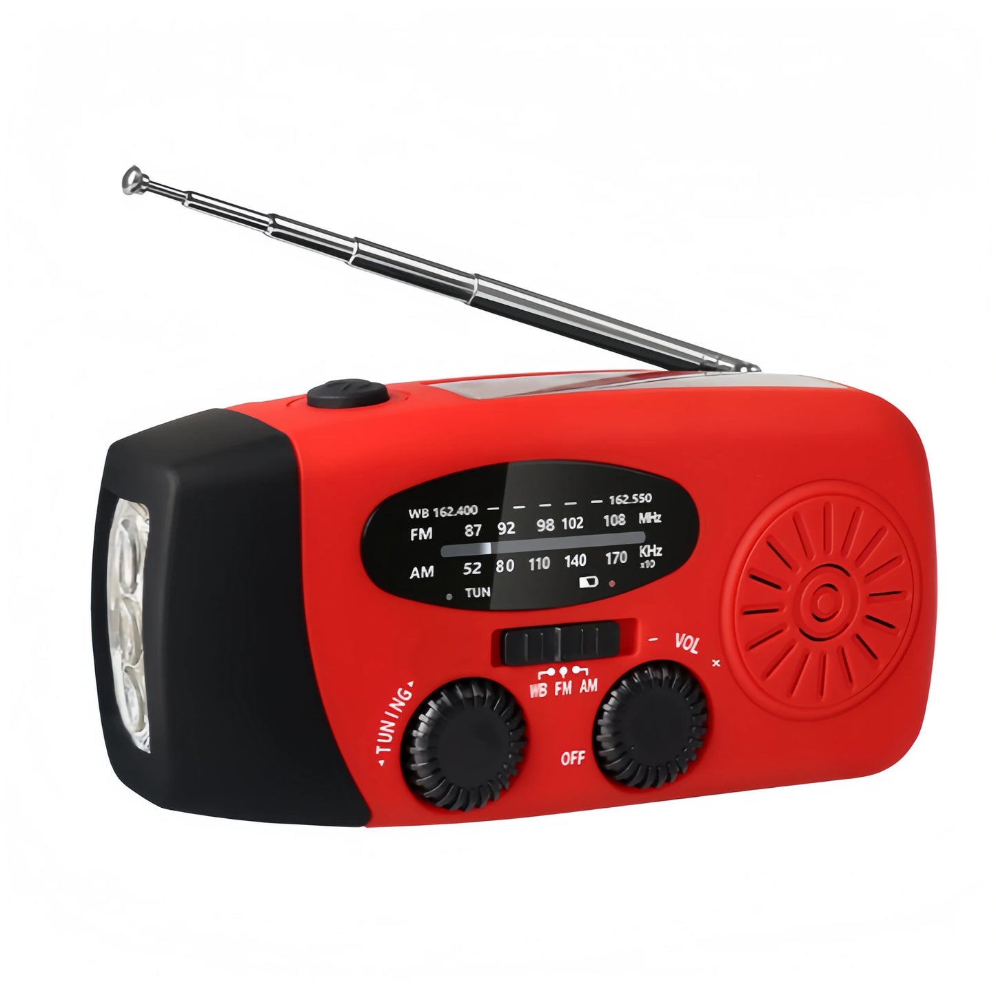 Multifunctional Emergency Radio Solar Hand-crank USB LED flashlight FM AM WB reception