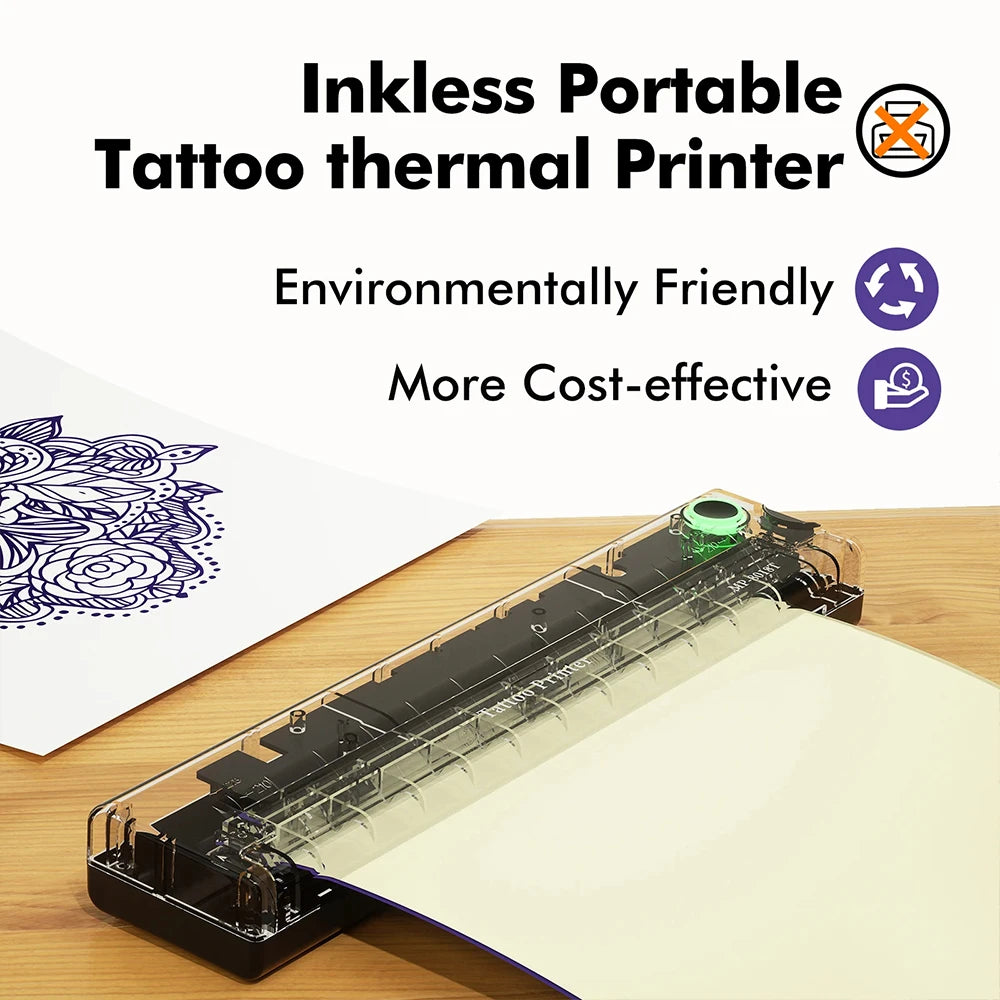 Mini Portable A4 Thermal Printer Multifunctional Bluetooth Tattoo Printer HD Printing Tattoo Machine Document A4 Paper Printer