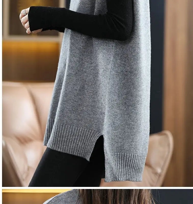 Navy blue plus size vest, medium to long length, in knit fabric.