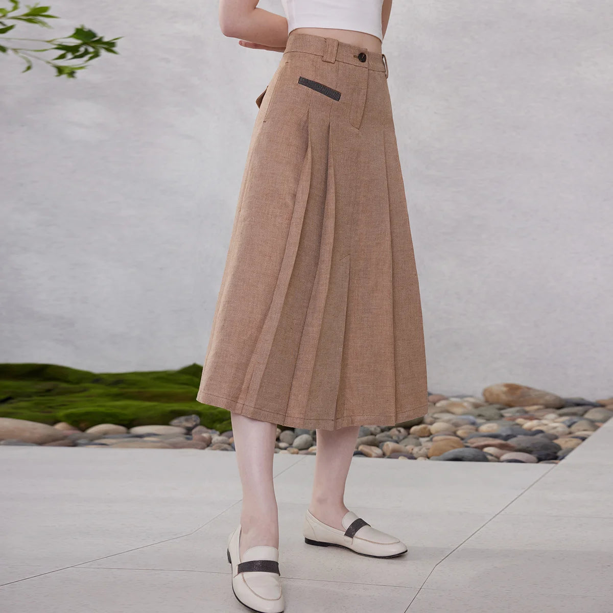K2118W Lady High Quality 100% Linen Skirts.