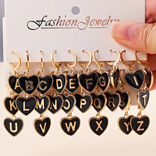 Peixin Fashion Heart Initial Letter Charms Women's Pendant Earrings Party Jewelry Mother's Day Valentine's Day Gift Wholesale