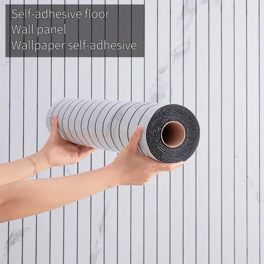 Striped Modern Self-Adhesive Wallpaper Roll, 15.7" x 118" - Washable Grid Pattern Wallpaper for Bedrooms, Living Rooms