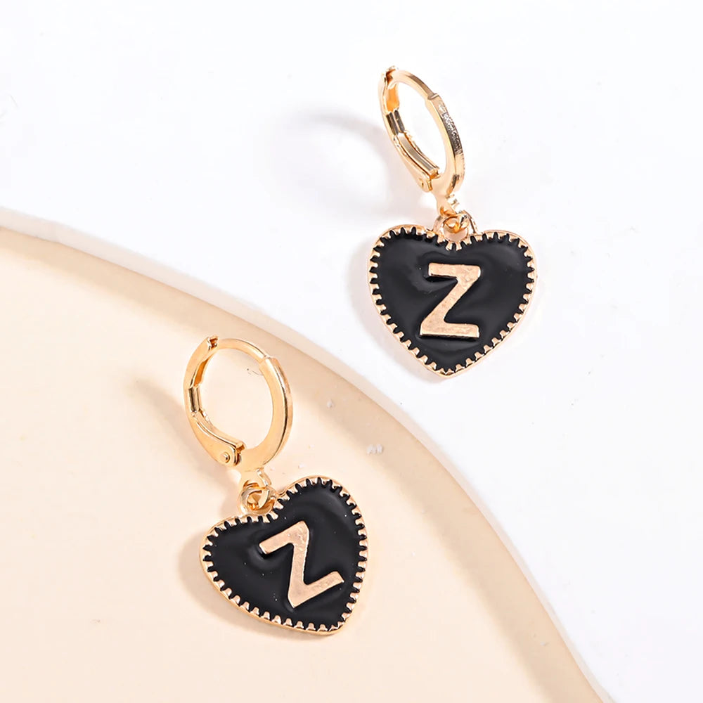 Peixin Fashion Heart Initial Letter Charms Women's Pendant Earrings Party Jewelry Mother's Day Valentine's Day Gift Wholesale
