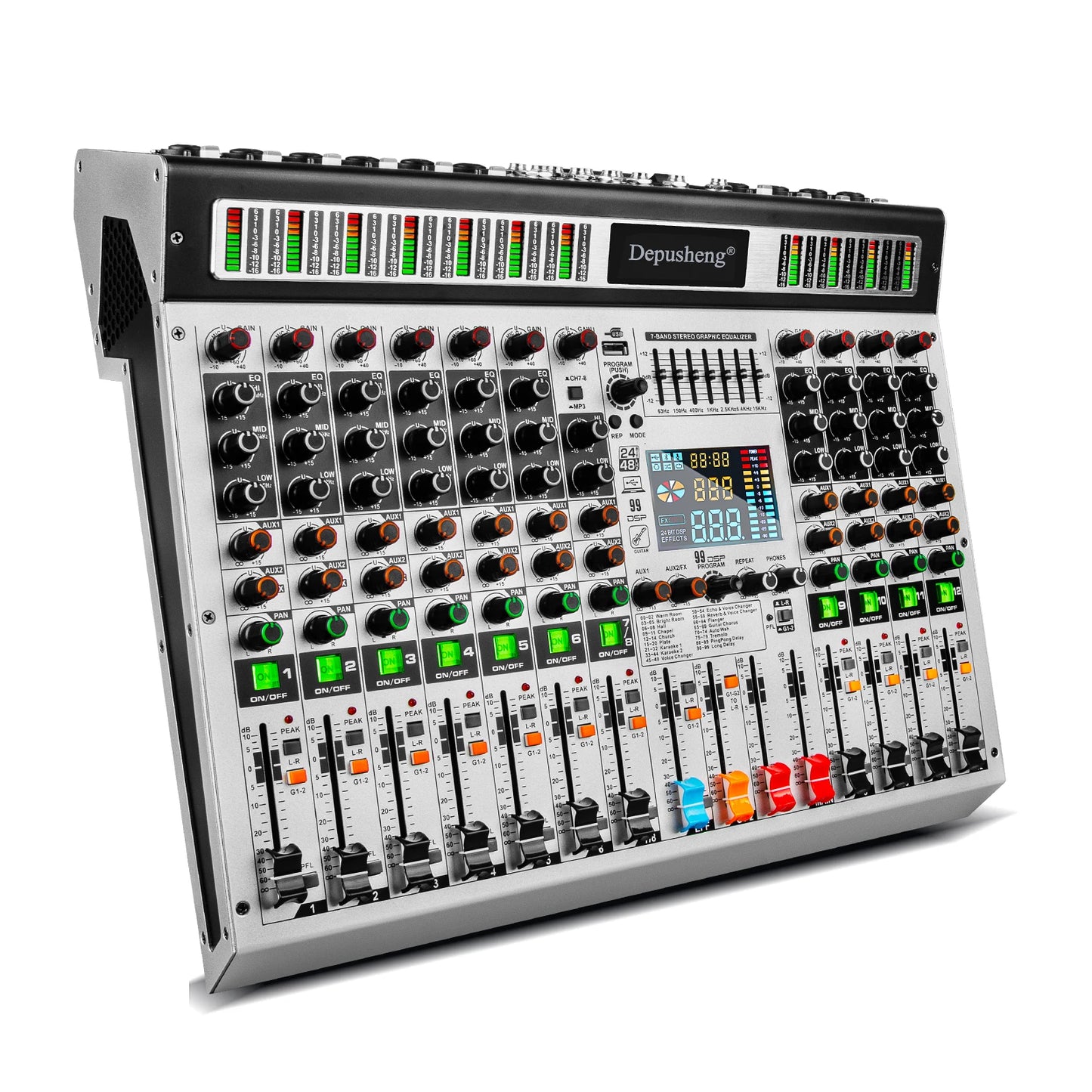 12Channel Digital Mixer Depusheng Professional audio mixing 99 DSP digital effects audio console mixer DJ Audio mixer