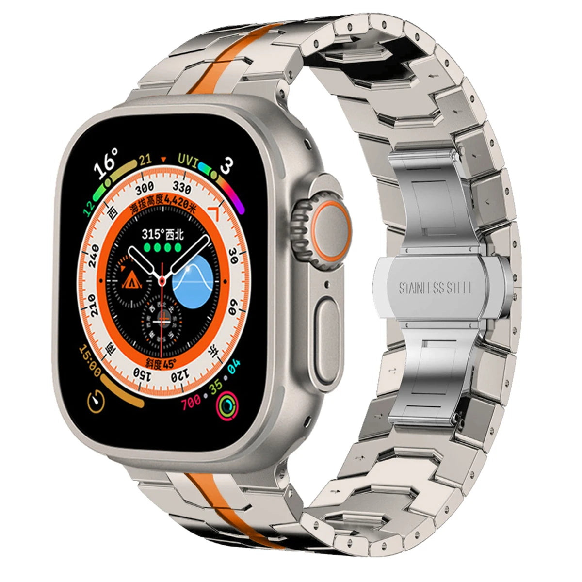 Stainless Steel Strap for Apple Watch Ultra 2 49mm 7 8 9 45mm 44mm Man Metal Link Bracelet iWatch Band 6 5 4 SE 3 42mm 41mm 40mm