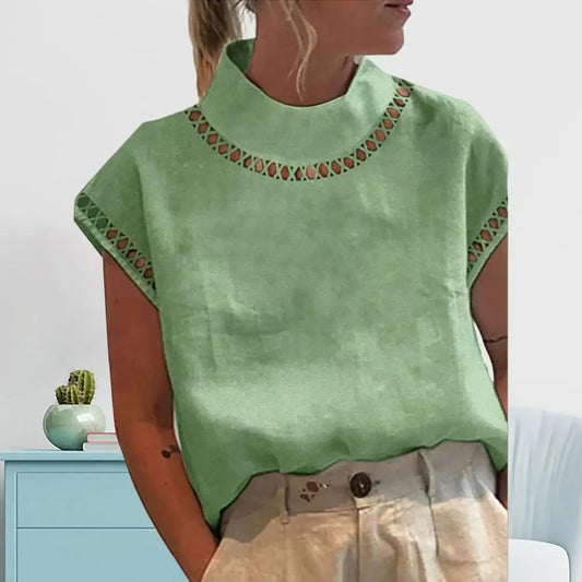 Women Casual O Neck Cotton Linen.