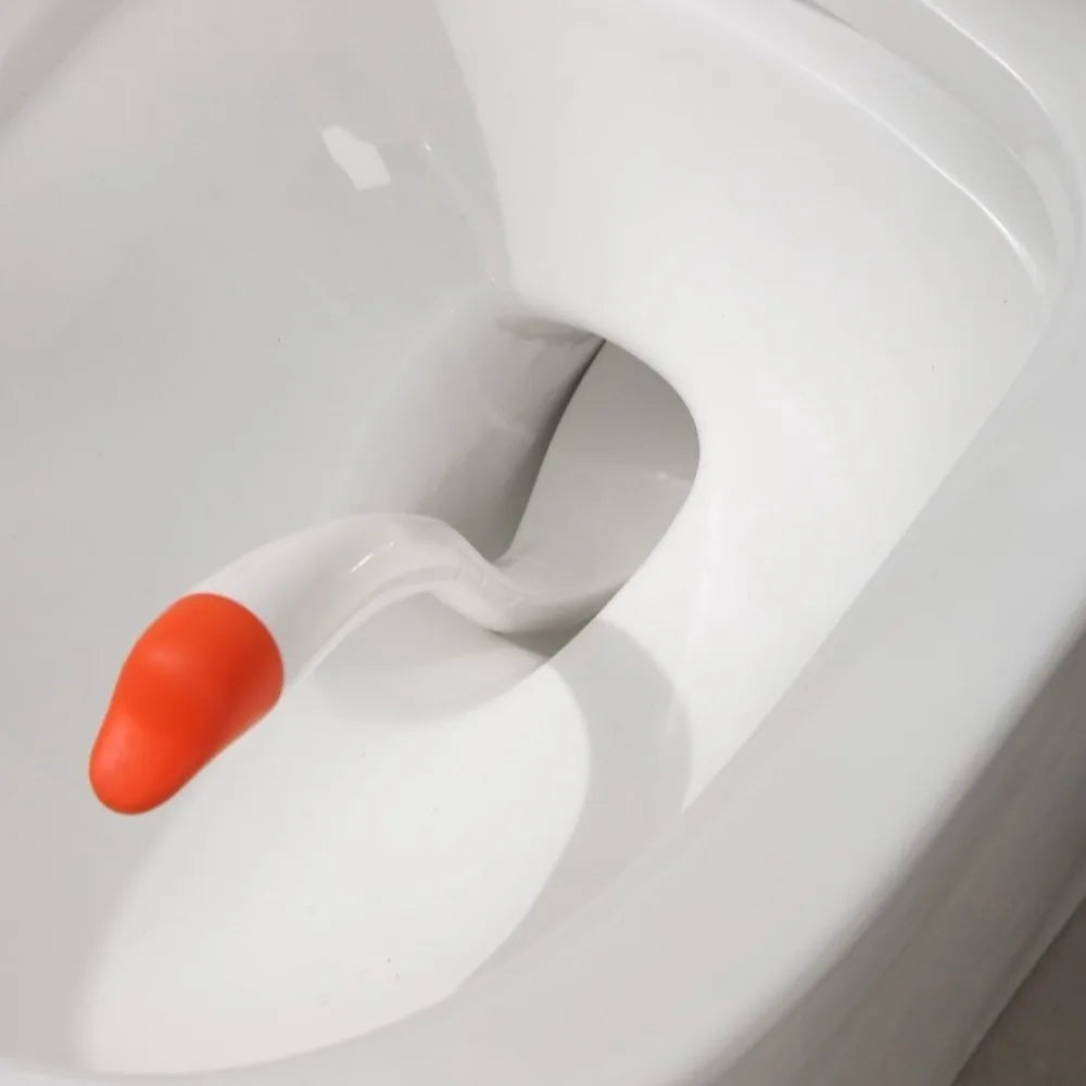 Swan Shape Long Handle Toilet Brush Dense Bristle Head Plastic.