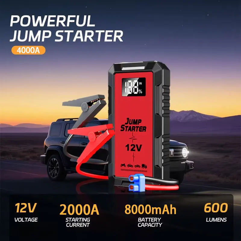High-power Automobile Emergency Starting Power Supply 8000mAh Screen Safety Hammer Car Starting Device Power Bank Accessories