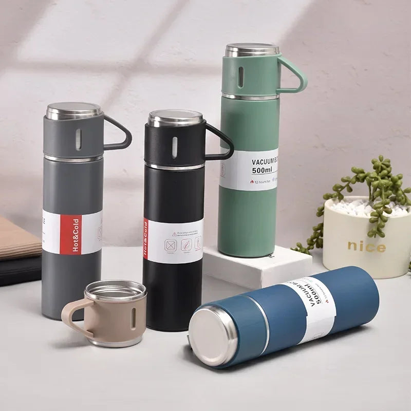 Stainless Steel Vacuum Insulated Hot Water Bottle Set, 500ml.