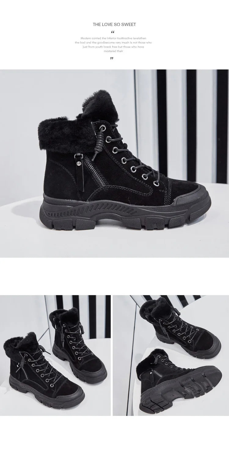 Winter Shoes Women Snow Boots Thick Sole Warm Plush Winter Shoes.